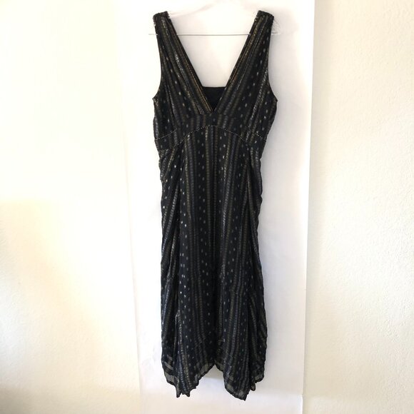 Anthropologie Endora Women’s Black Midi Dress Size 8 Sleeveless Bohemian - Picture 3 of 11